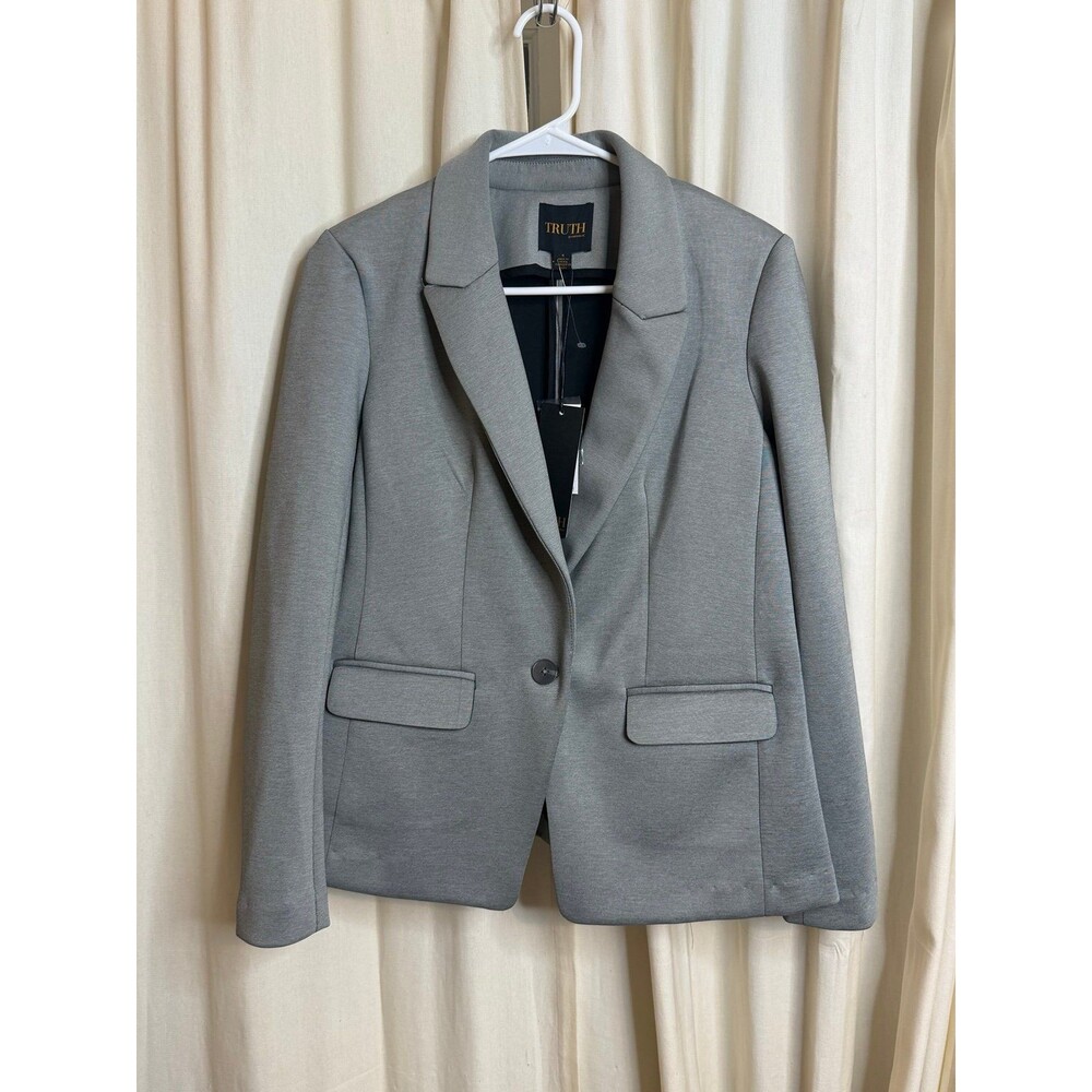 NWT Truth by Republic gray single-button scuba knit blazer size 4